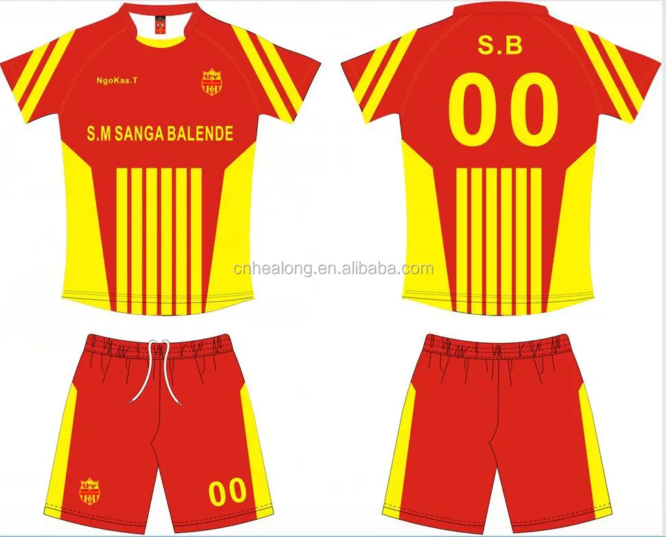 Fancy Youth Soccer Jersey Yellow And Red Soccer Jersey Thai Quality