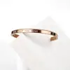 Brand Design Personalized Inspirational Message Words Stainless Steel Women Men Rose Gold Bangle Bracelet Cuff