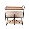 4 tire movable wooden table storage desk with shelves table utility bat cart table with 4 wheels