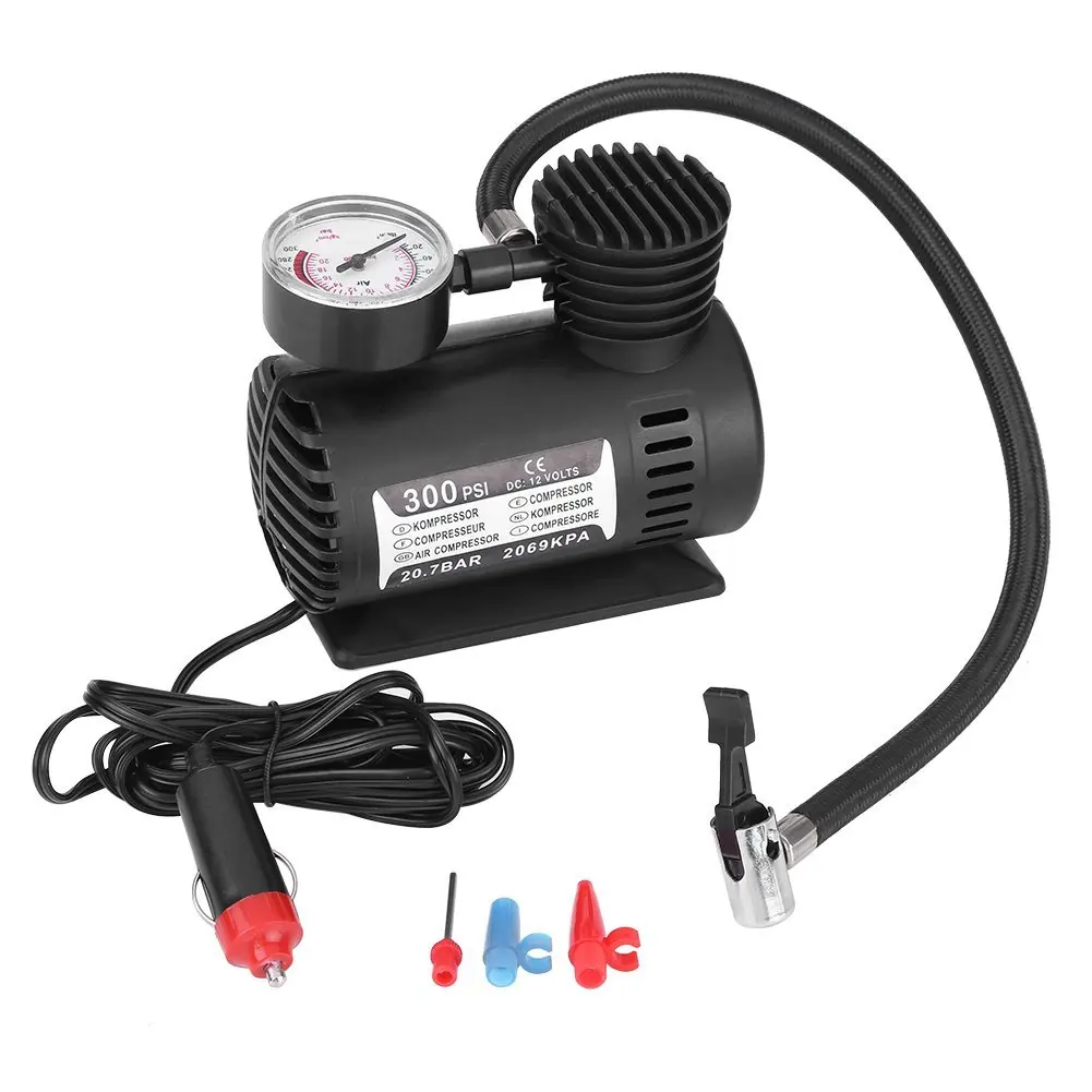 12V 300PSI Portable Air Compressor Tire Inflator Pump, Keenso Emergency Mini Air Compressor Tire Inflator with Gauge for Motorcycle, Bike, Bicycle, Mini Car