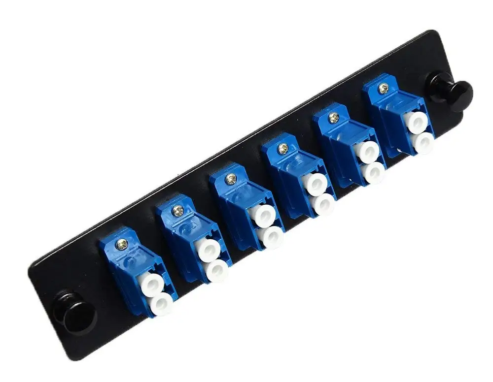 Black RiteAV LGX Footprint FC Adapter Panel 8 Ports Loaded w//8 FC Simplex Multimode Adapters