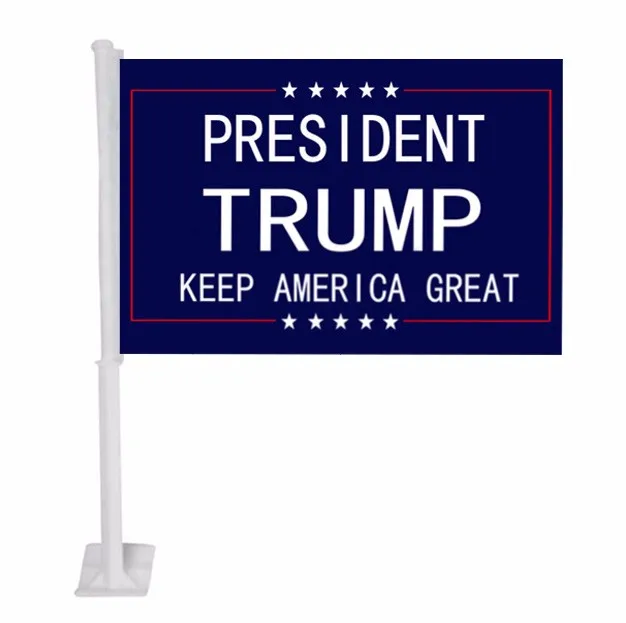 Durable Polyester 30*45cm Trump 2020 Car Window Flag With Plastic Pole ...