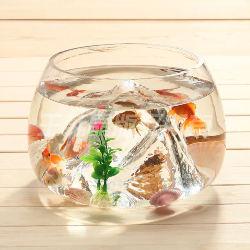 Unique Shaped Glass Goldfish Bowl Mini Round Aquarium Decorative Glass ...