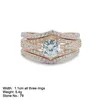 RZH-R001B Sterling Stacking Ring Design Rose Gold Plated Cubic Zircon MicroPave Setting Combine Silver 925 Ring Design