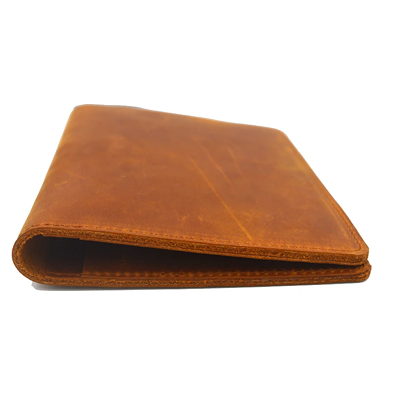  Brown crazy horse genuine leather boarding pass travel portfolio wallet with gift box 