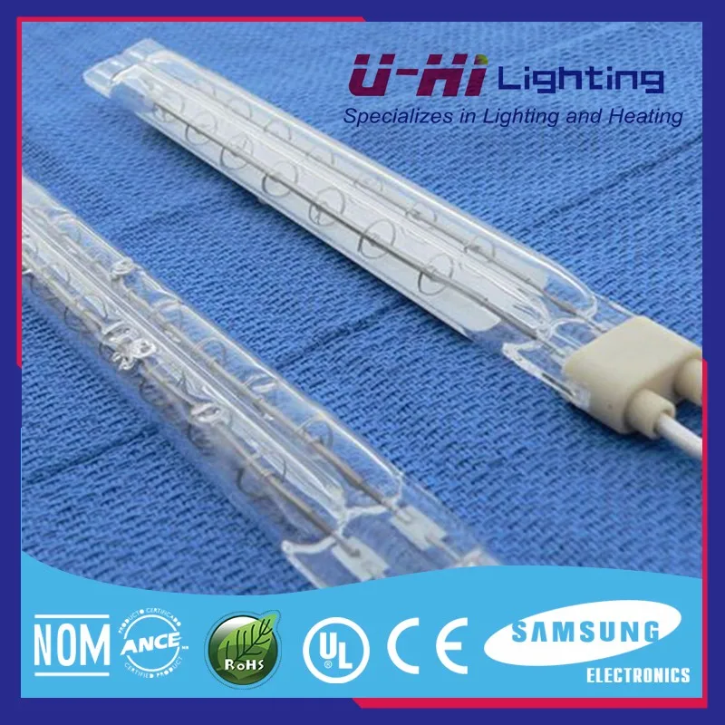 Big Production Ability white halogen infrared heating lamp with reflector twin tube