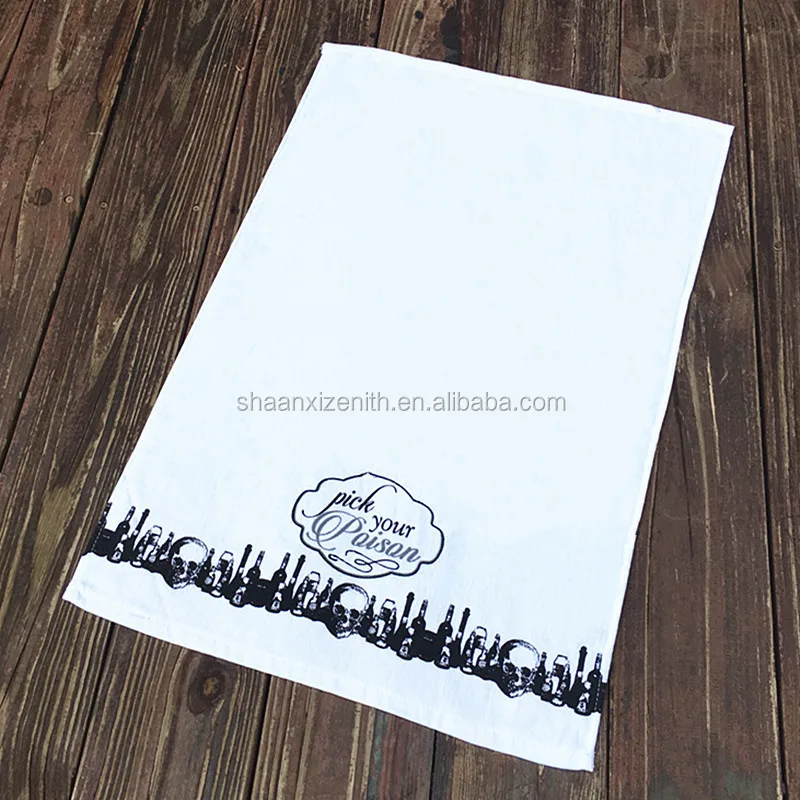 Wholesale 100% polyester cotton blank sublimation tea towel for printing white flour sack kitchen tea towels