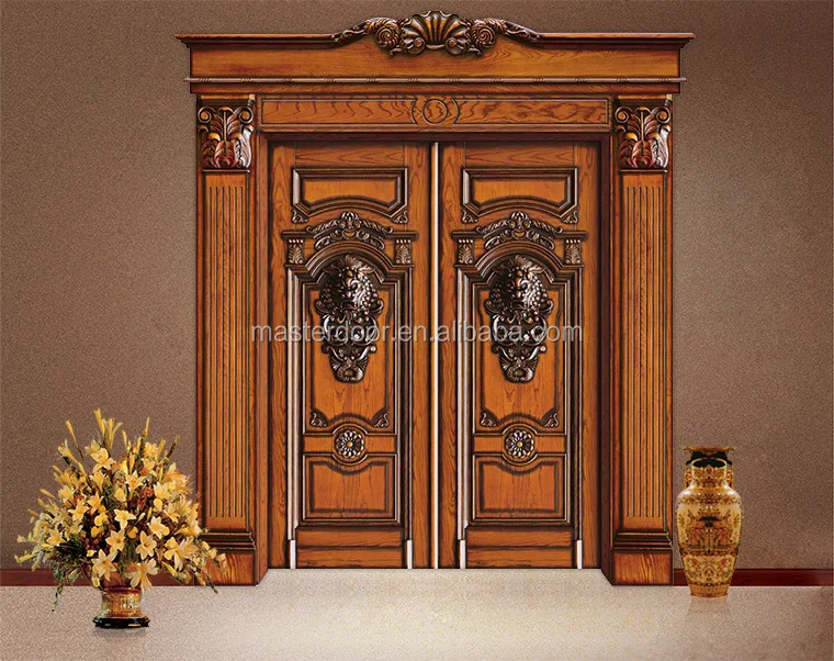 luxury double leaf wooden entry doors for villas view wooden doors