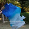 2PCS(Left+Right), Pure Silk Belly Dance Fan Veils, Size 1.8*0.9M, BLUE/TURQUOISE/WHITE