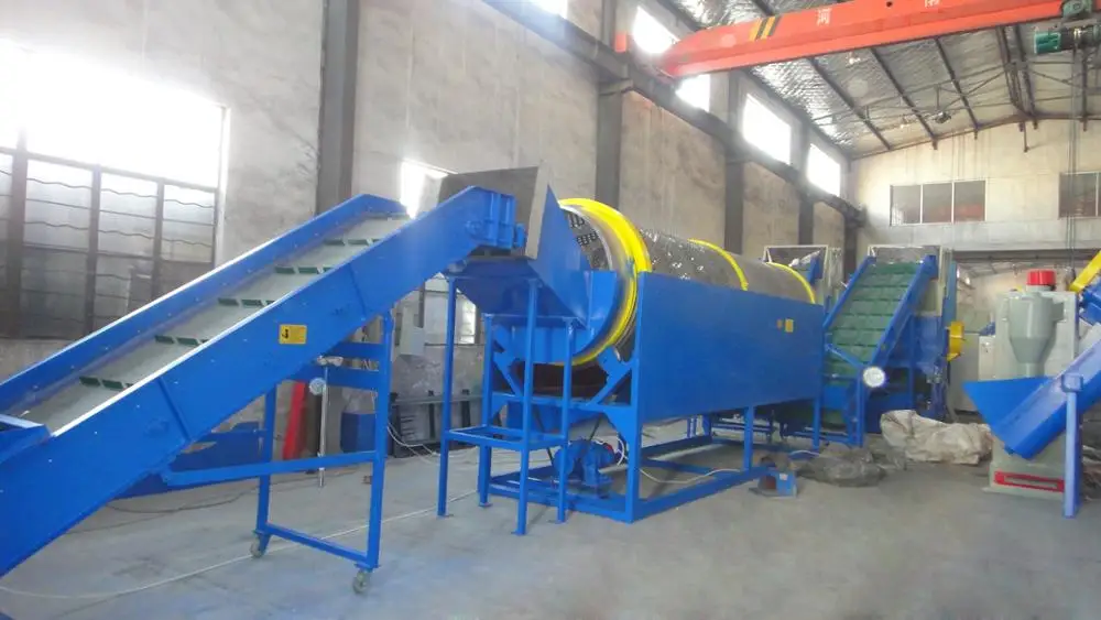 PET water cola bottle automatic crushing washing dewatering and drying production line
