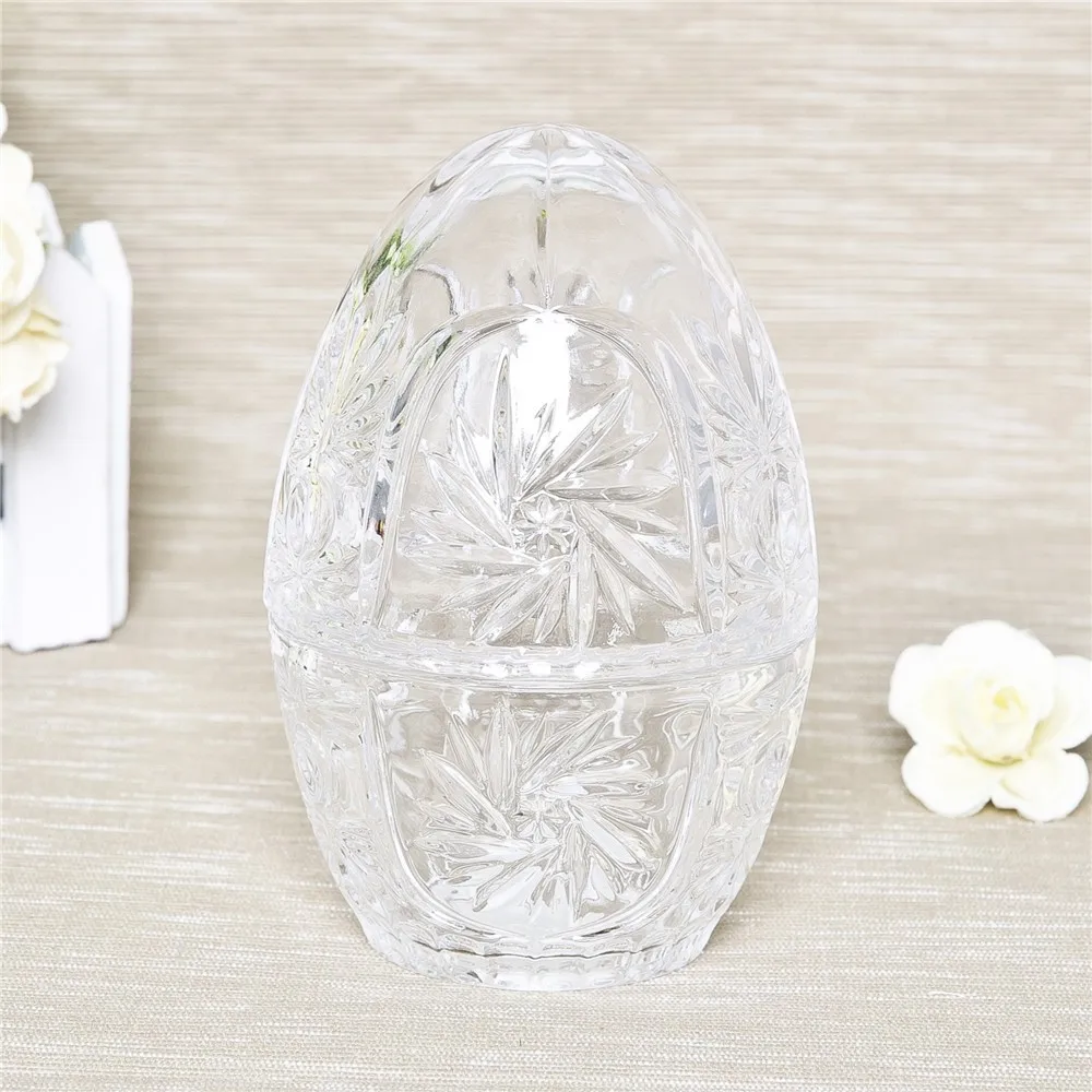 jar with glass lid/egg shape glass food jar/hand press jewelry