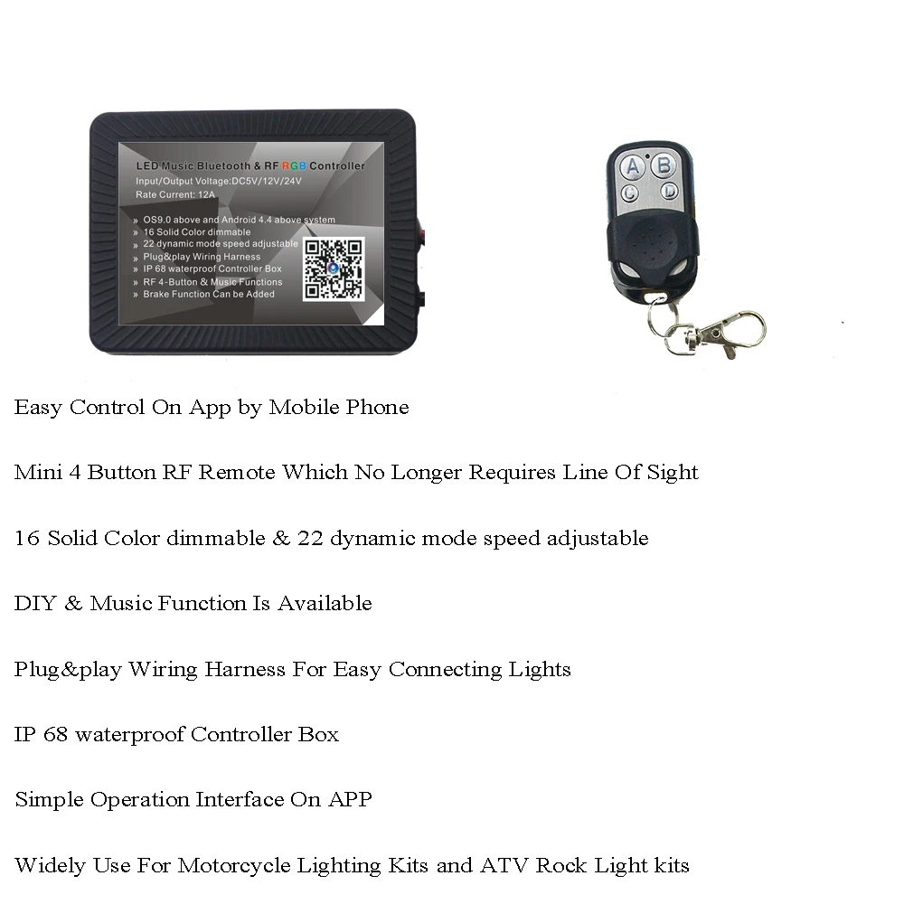 4key Remote Blue-tooth Wireless Music Remote Smartphone Controller for led rock light