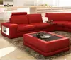 Evergo 2016 Modern Multifunctional Sectional leather Sofa set with music player, led light, bookcase, coffee table