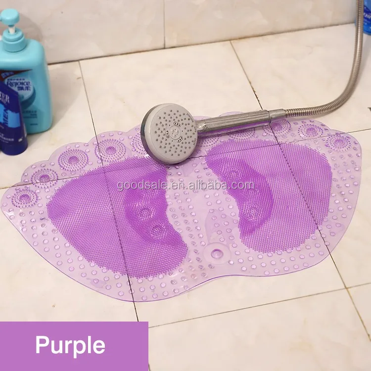 Modern Pvc Colorful Feet Shape Footprint Anti Slip Bath Mat For Shower