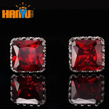 8 8mm Zirconia Stud Earrings Red Cubic G 8 8mm Zirconia Stud Earrings Red Cubic G Setting For Boys And