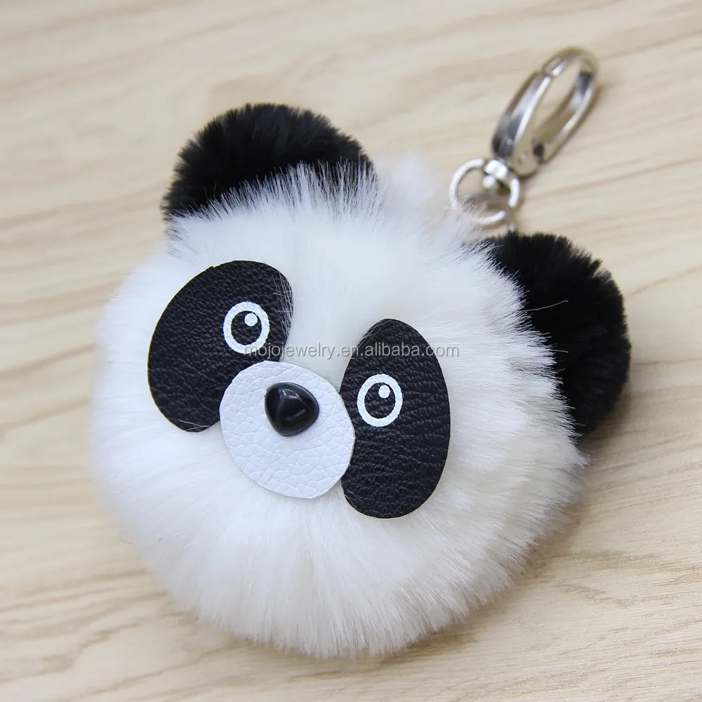 Thiết kế thời trang dành cho nam giới và phụ nữ xem phim gia đình panda Kongfu lưu niệm panda pompom key chian anime keychain