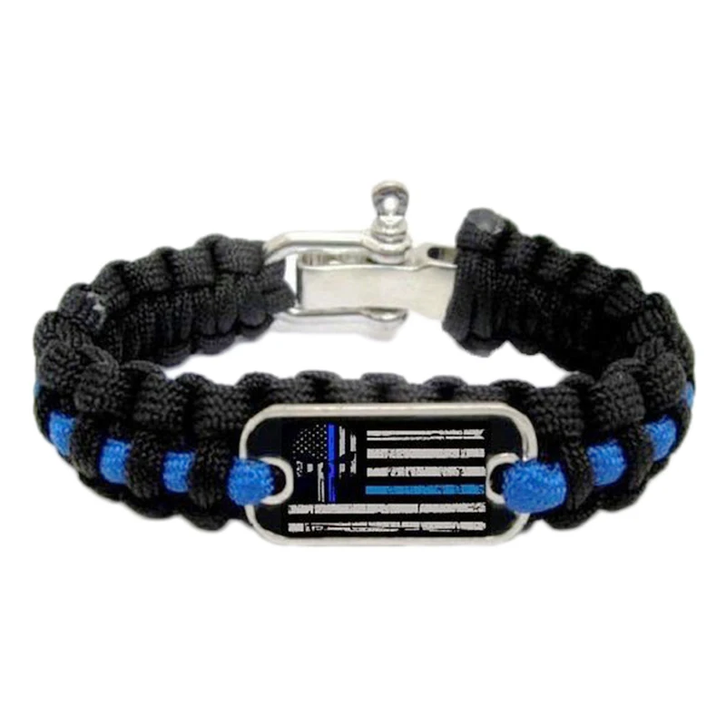 Blue Lives Matter Thin Blue Line Paracord Bracelet With Charm Buy
