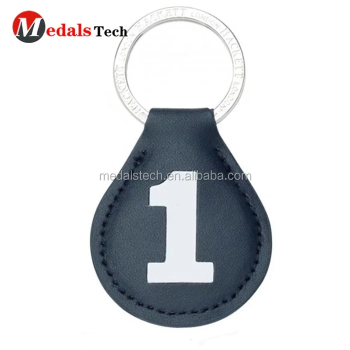 Unique custom  car logo brown leather cover metal keychain