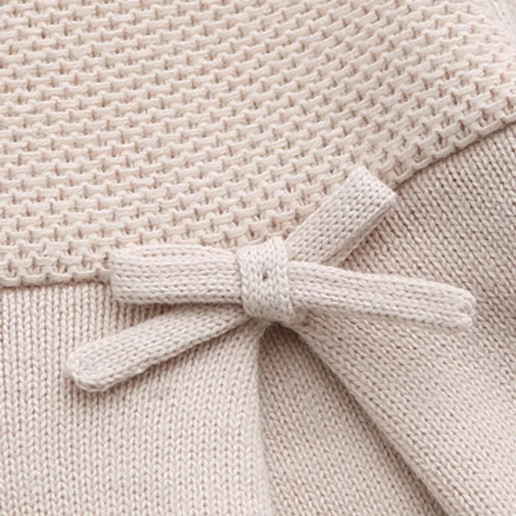 Manufacturer Custom Cute Long Sleeve Bow Baby Girls Knitted Autumn Sweater Dress Girls Dresses