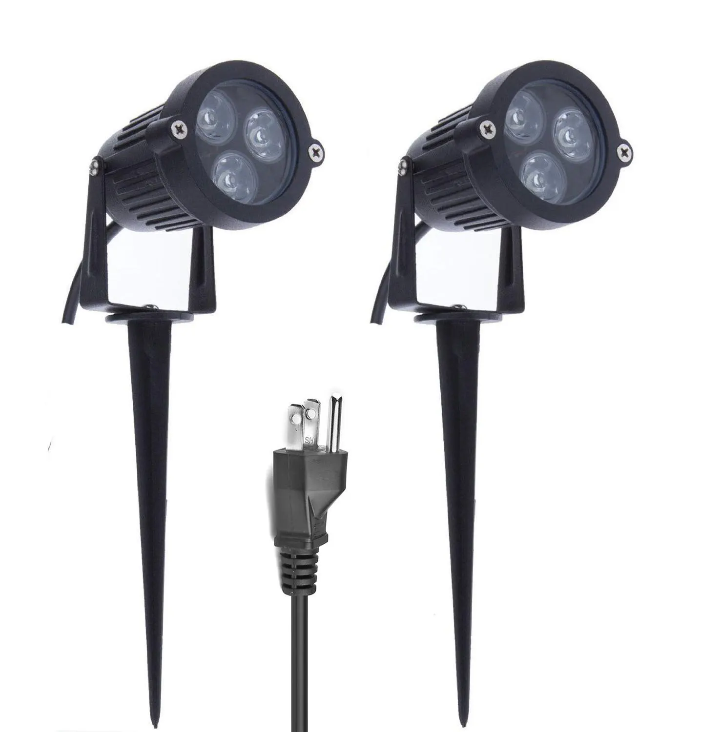 LemonBest Bright Outdoor Landscape LED Lawn Lamp Path Lighting 10w with AC Power Plug for Garden Pathway Courtyard Spot Light Soft Warm white