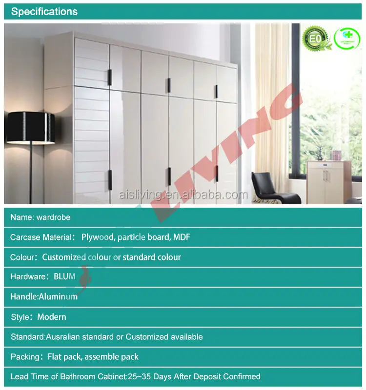 South Africa Wholesale Fair Price Wood Beech Walldrope Wardrobe Bedroom