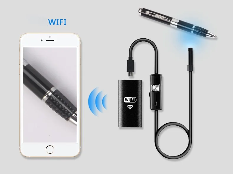 Wifi Endoscope Camera Mini Waterproof Soft Cable Inspection Camera 8mm