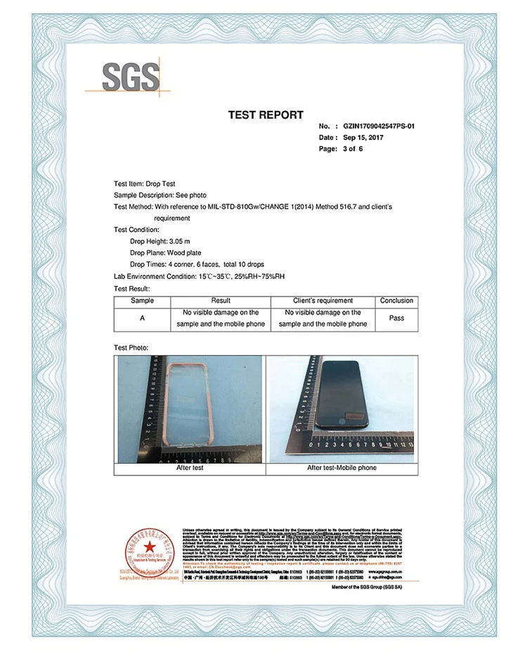 SGS Certificate