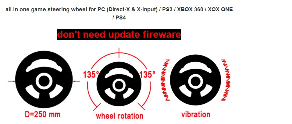 Video Game Steering Wheel For Pc (direct-x & X-input) / Ps3 / Xbox 360 / Xox One / Ps4 - Buy Game Car Steering Wheel For Ps3,Xbox 360 Wireless Racing