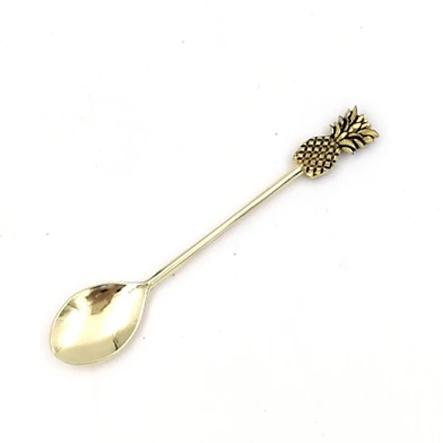 pineapple head golden mini stainless steel spoon