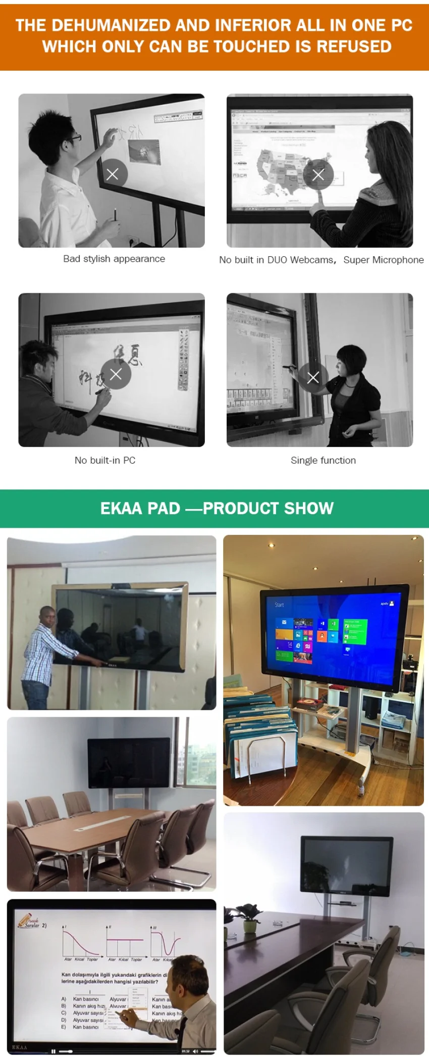 EKAA 65 inch Touch Screen All in One PC LCD Touchscreen Monitor with Built in Computer