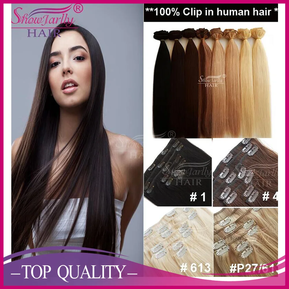 Korean Import Clip Thick Hair Peruvian Remy Virgin Clip In Hair