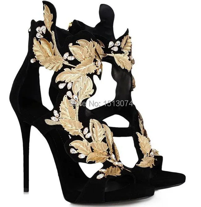 gold rhinestone platform heels