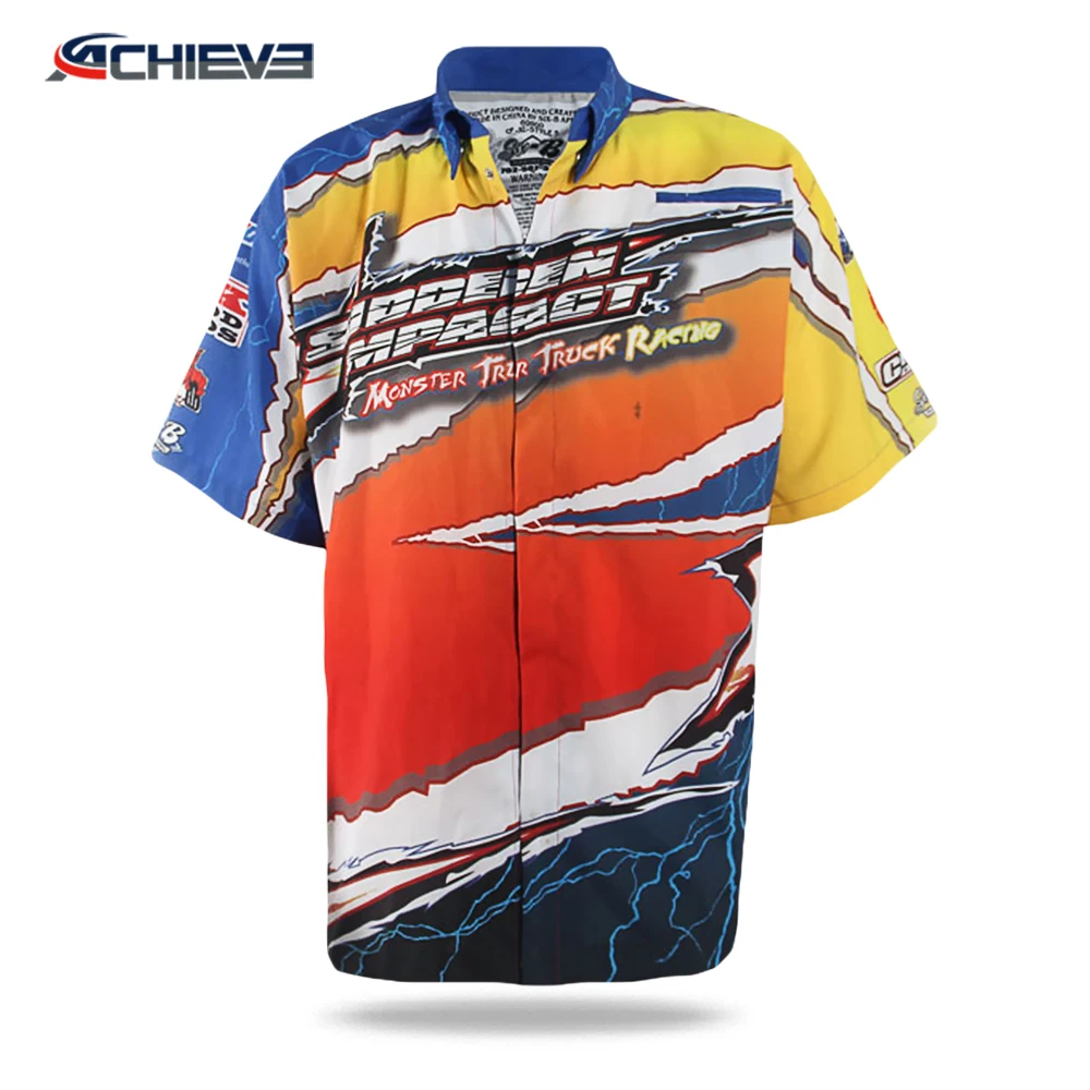 Olahraga Aktif Racing Pit Crew Balap Jerseys Kemeja Seragam Kustom