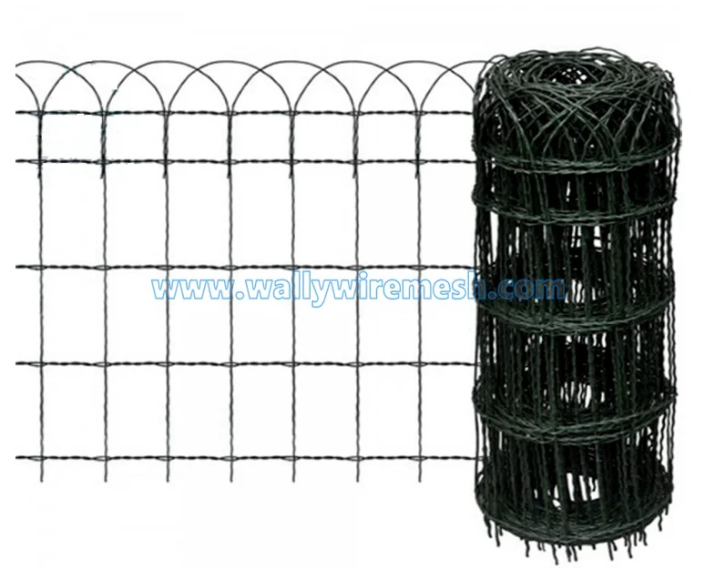 SRL6005 Green Scroll Top Pvc Plastic Coated Galvanized Twisted Double Loop Woven Garden Wire Fence Fencing