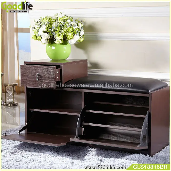 Latest Design Wood Shoe Rack With Pu Seat From Goodlife Buy Wood Shoe
