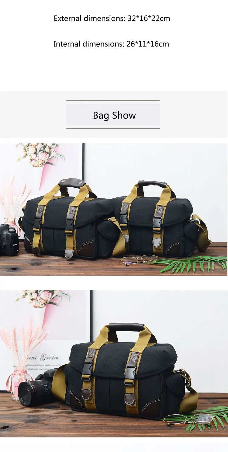 2019 professional manufacturing vintage canvas waterproof digital DSLR fashion video camera bag