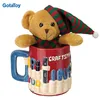 Custom stuffed teddy bear in ceramic mug