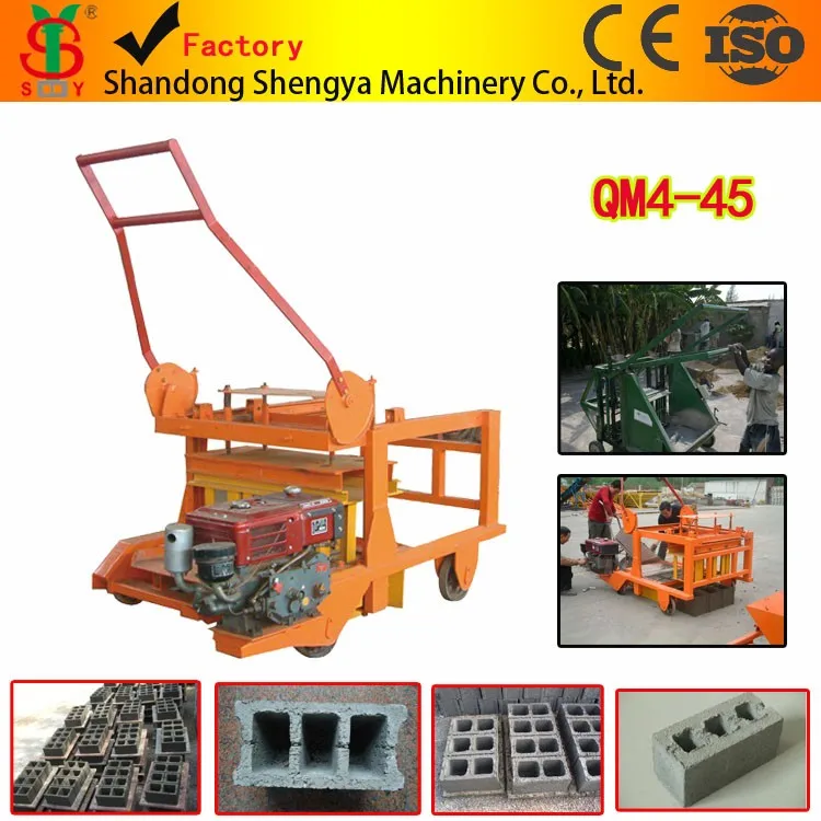 Qm445 Small Diesel Engine Portable Concrete Block Making Machine