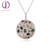 Jingjing jewelry new design multi color gemstone cz gold plated round pendant