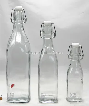 Square Glass Bottles With Swing Top For Juice Drinks Condiments Oil Vinegar Buy Glass Drinking Bottles With Clip Top Lid Glass Square Juice