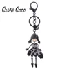 Cring Coco Jewelry Charms Doll Wearing Leopard Dress Keychains for Ladies Gifts Birthday Gifts Women's Metal Key Ring Keychain
