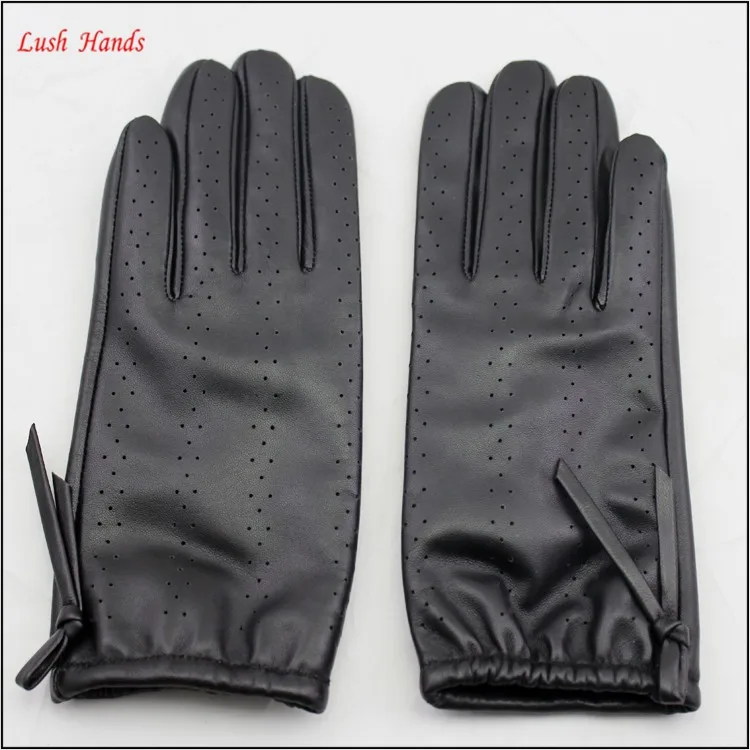 driving police leather hand gloves women thin leather gloves