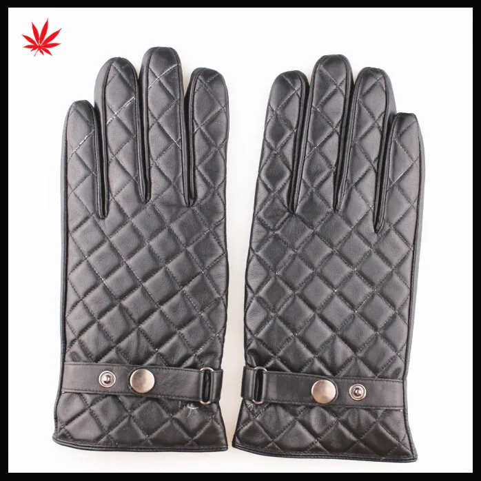 Hot sale leather gloves mens with belts warm leather gloves