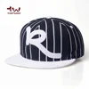 Custom 6 Panel Flat Brim Cotton Striped Style Fitted Cap Baseball
