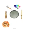 5 pcs professional wooden pepper mill nonstick pizza pan tool sets wooden rolling pin