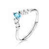 White gold 925 Sterling silver chevron crown blue topaz nest promise ring