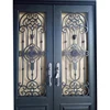 New product fancy pattern exterior square main double entry wrought iron french door