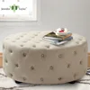 Jennifer Taylor fabric covered round ottoman tables button seat and side bench stools