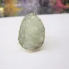 R0145 Light green Freeform Geode Stone Adjustable size sillver or gold Druzy Ring for Women