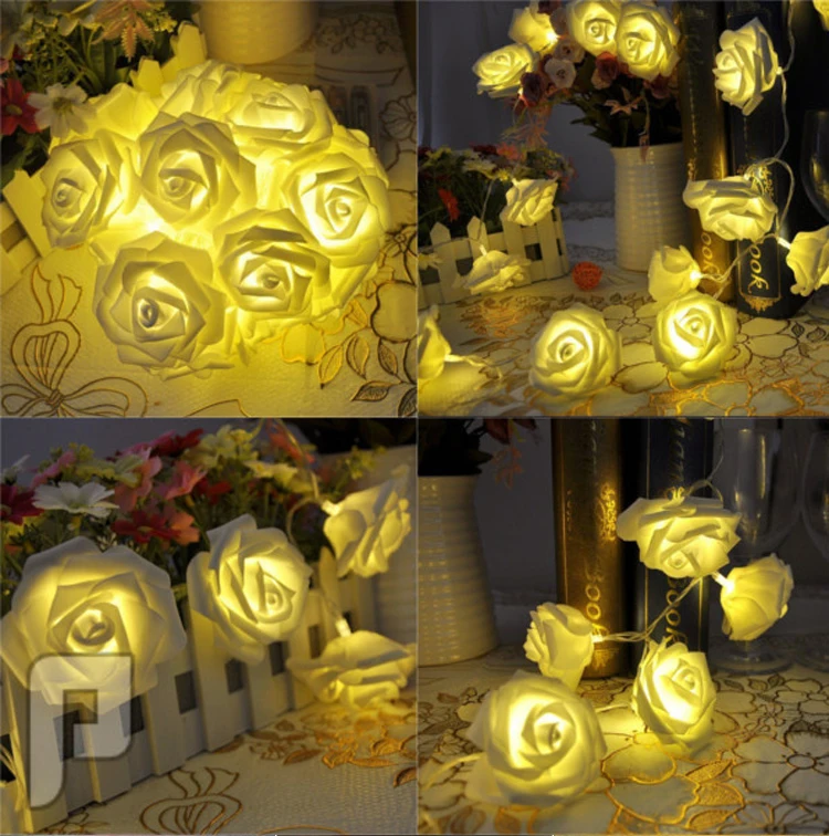 rose flower pvc green led fairy light